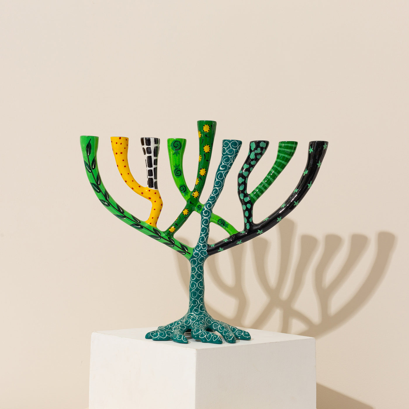 "Tree of Life" Hanukkah Menorah - Cast Aluminum, Enamel Painted - The Wild Tree