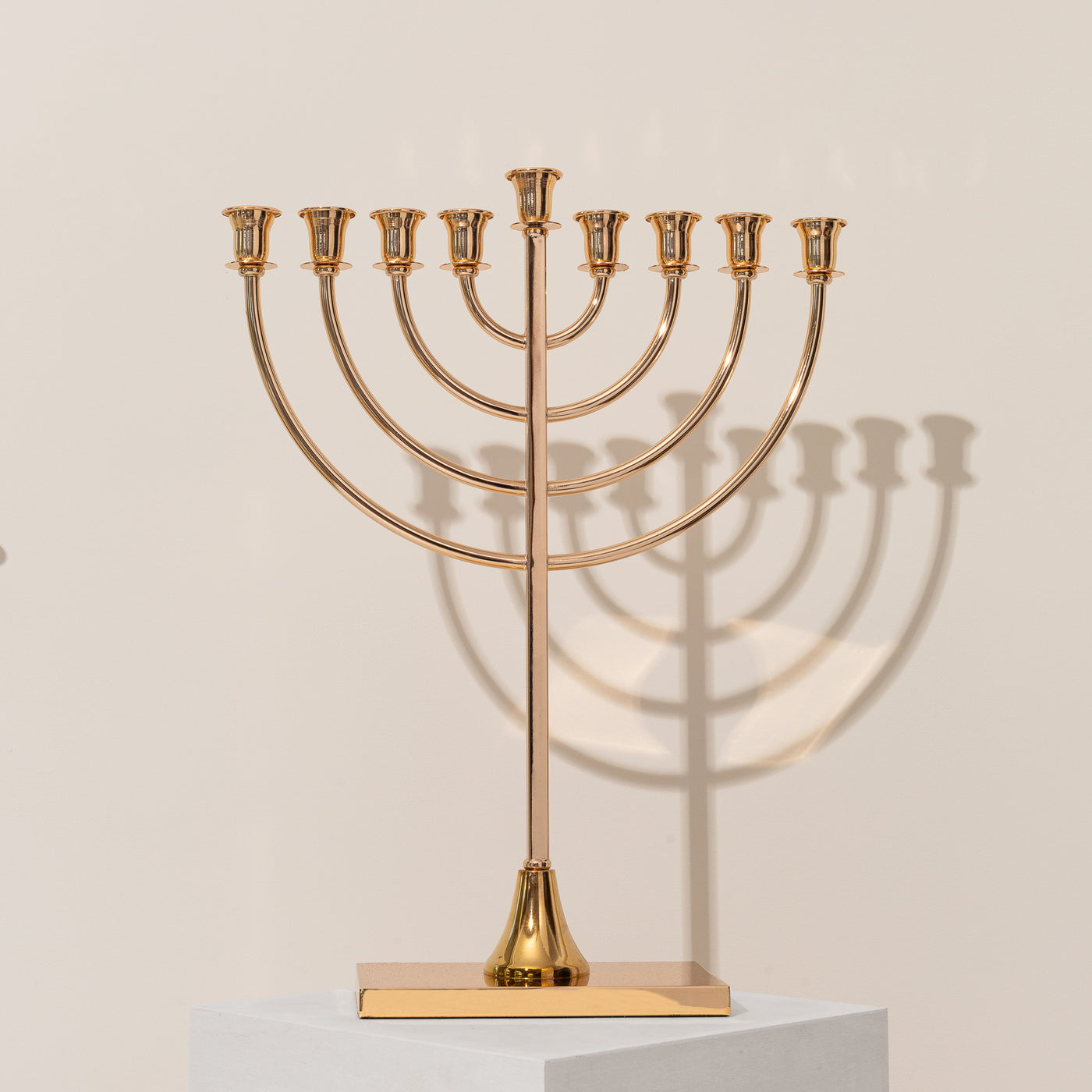 Large Gold-Plated Hanukkah Menorah - The Classic One