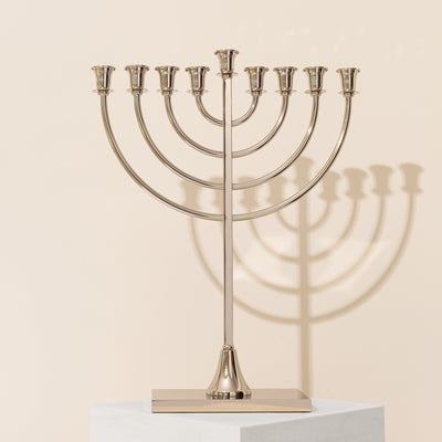 Large Gold-Plated Hanukkah Menorah - The Classic One