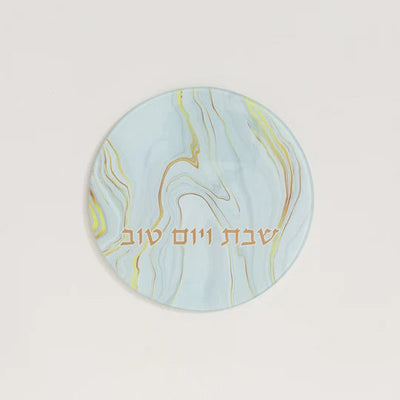 Elegant Glass Trivet with Marble and Gold Accents - Marble Gold Series 