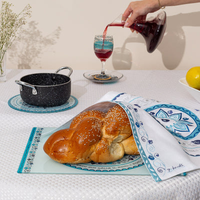 Premium Glass Challah Tray - Star