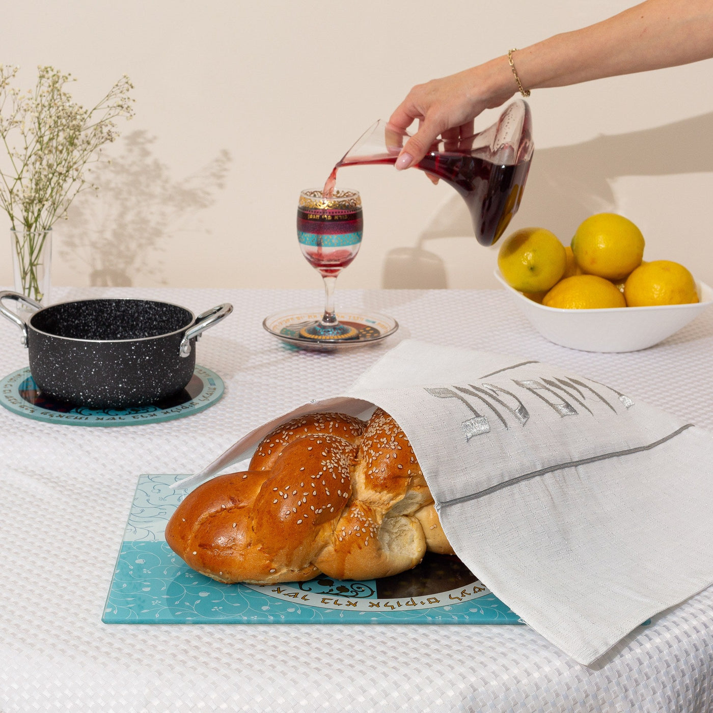 Glass Challah Tray - Safari