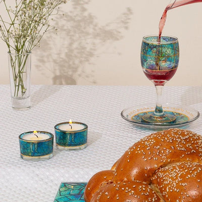 Glass candlesticks inspired by Chagall windows that will upgrade any Shabbat table - Chagall Glass series (Copy) 