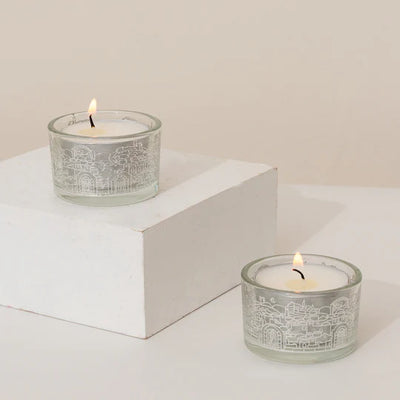Jerusalem design glass candle holders in modern burnished colors of your choice - Jerusalem Glass series 