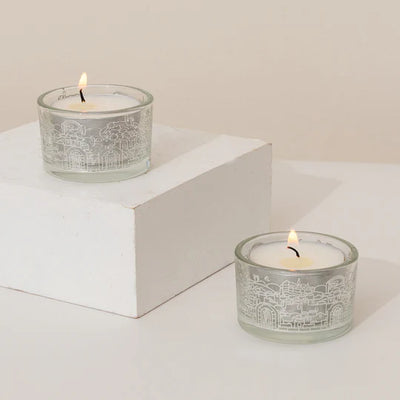 Silver Etched Shabbat Candle Holders – Glass Series 