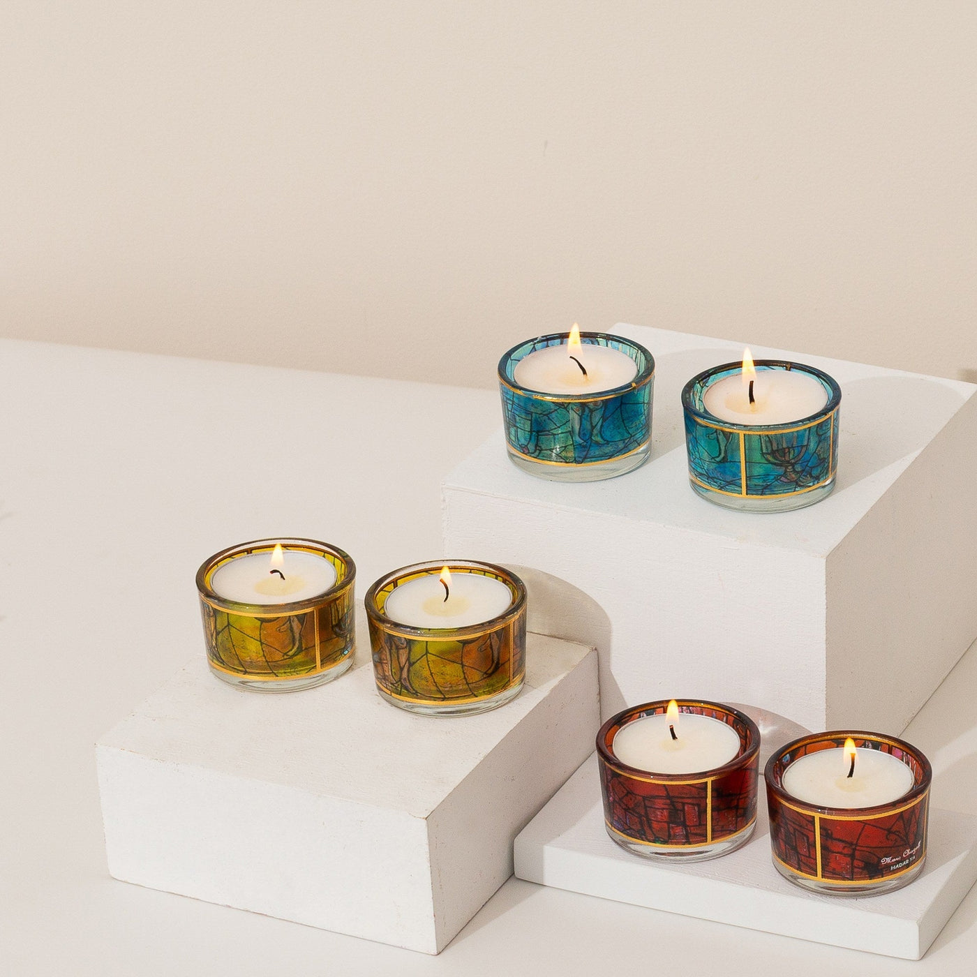 Colorful Shabbat Candle Holders – Glass Series