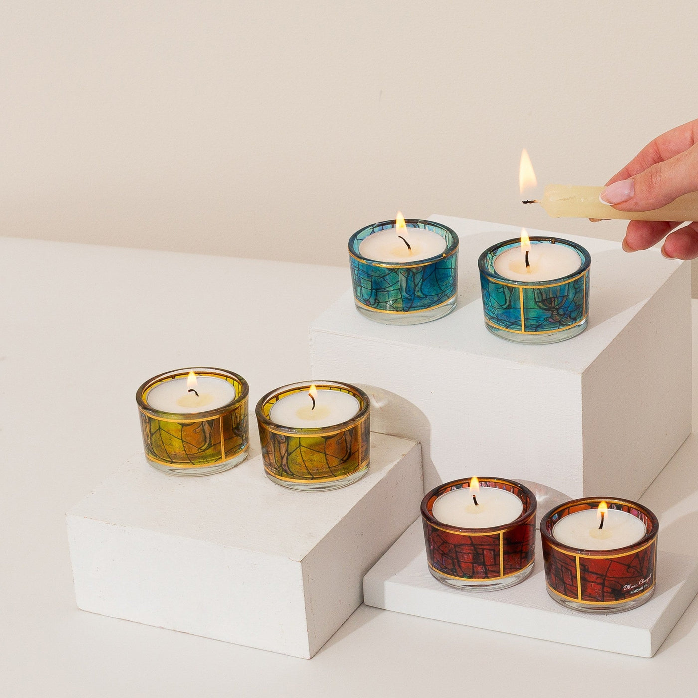 Colorful Shabbat Candle Holders – Glass Series