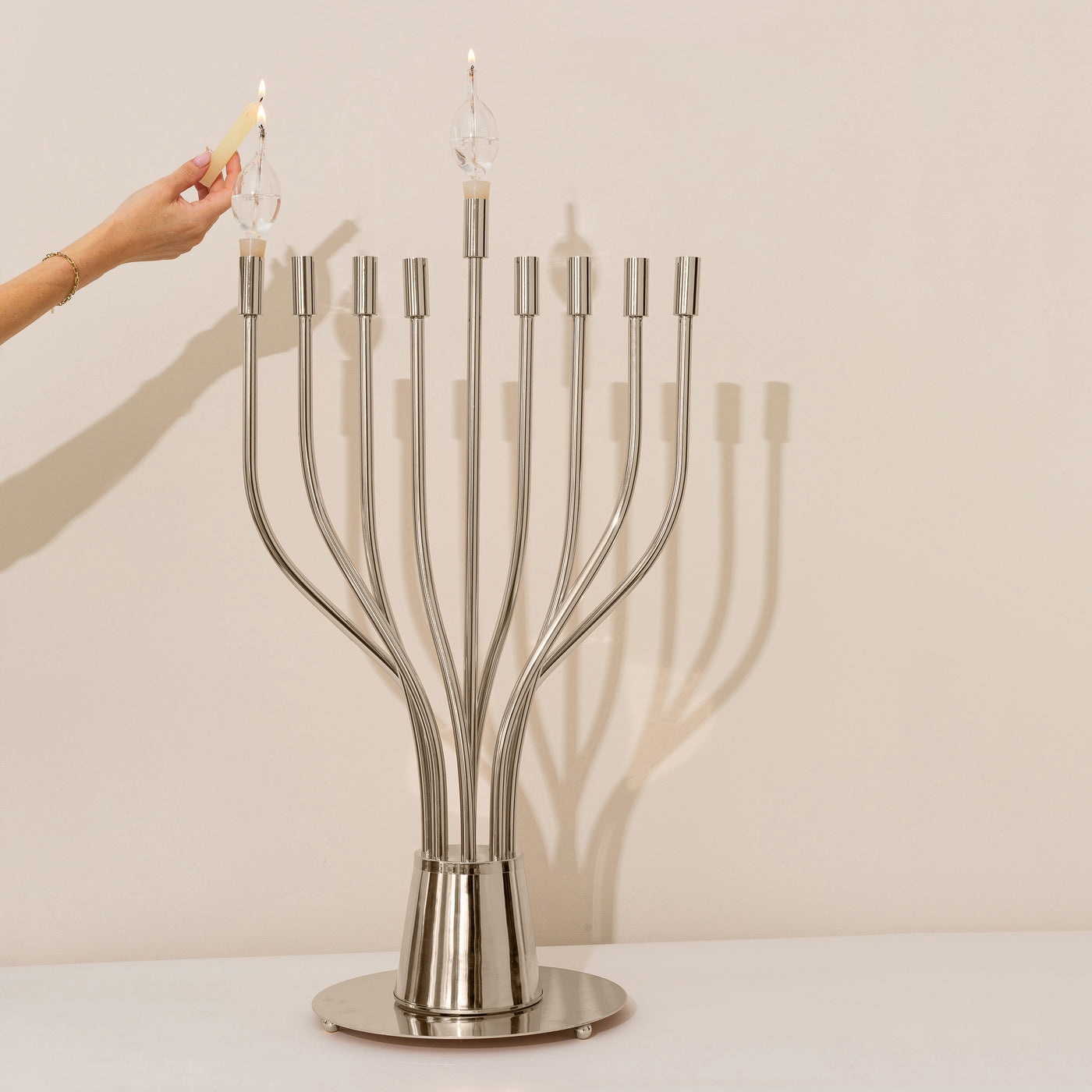 Magnificent Giant Hanukkah Menorah - Nickel & Gold - The Holy Spirit