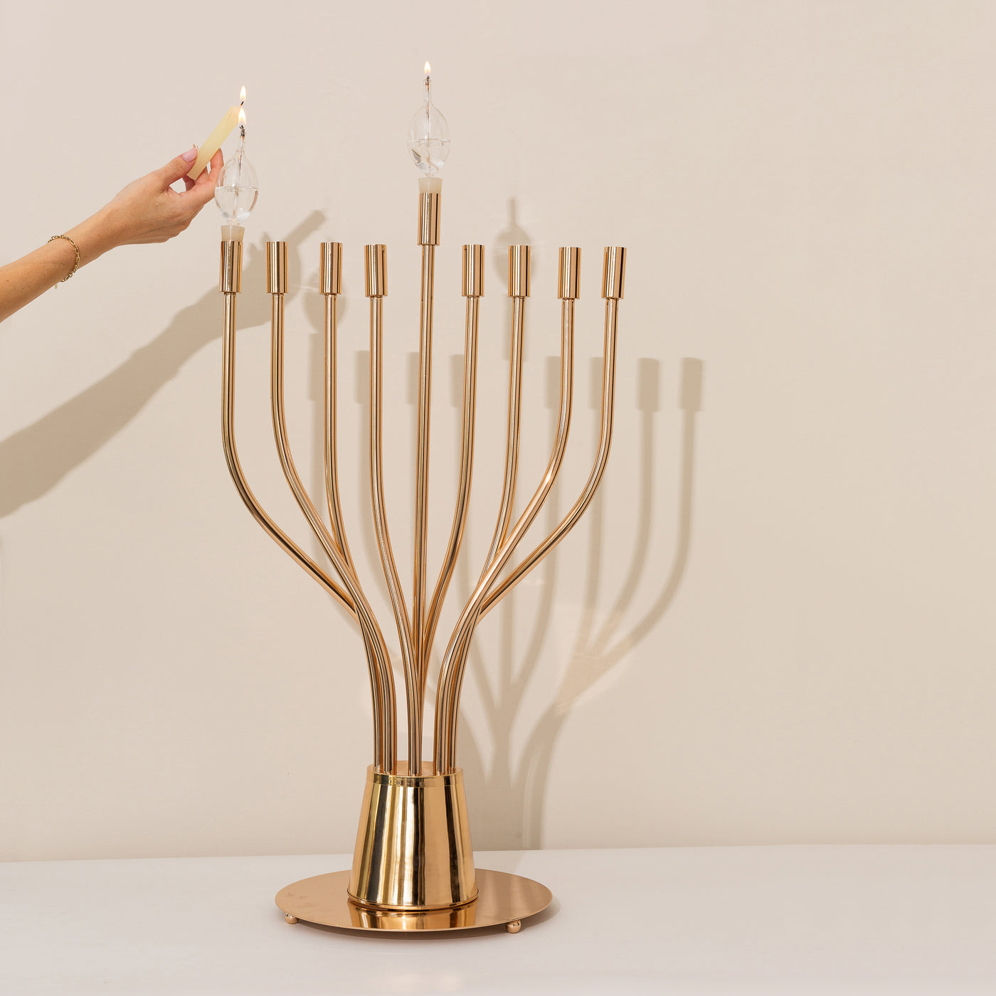 Magnificent Giant Hanukkah Menorah - Nickel & Gold - The Holy Spirit