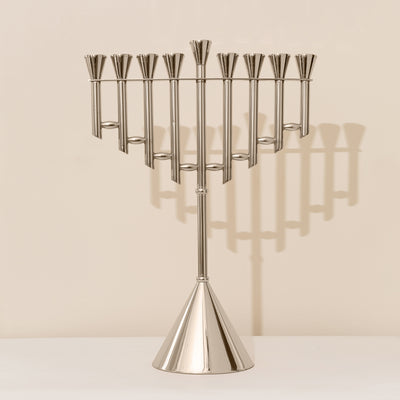 Luxurious Nickel Hanukkah Menorah with Gold Plating - Stairway To Heaven