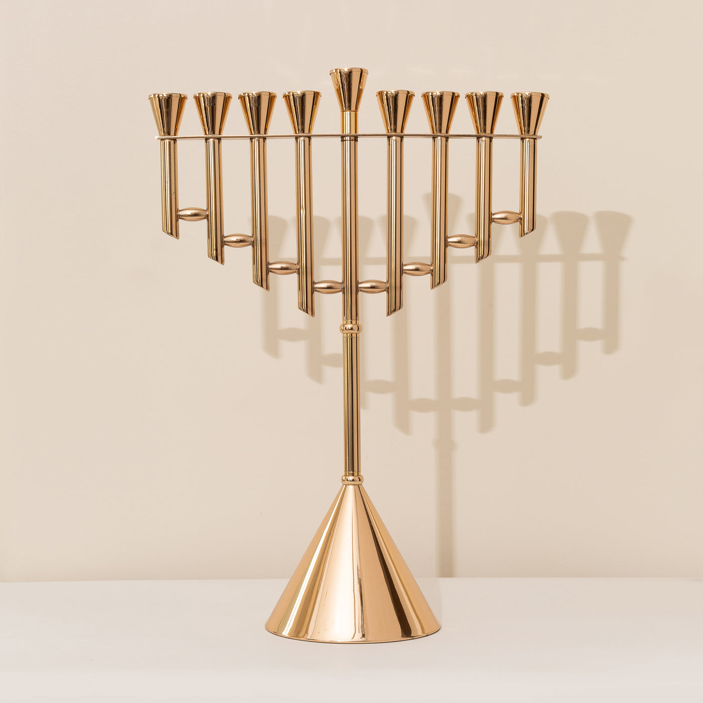 Luxurious Nickel Hanukkah Menorah with Gold Plating - Stairway To Heaven