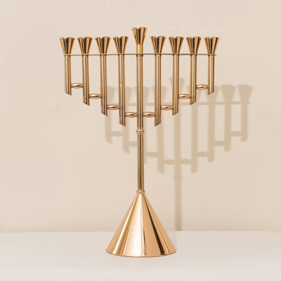 Luxurious Nickel Hanukkah Menorah with Gold Plating - Stairway To Heaven