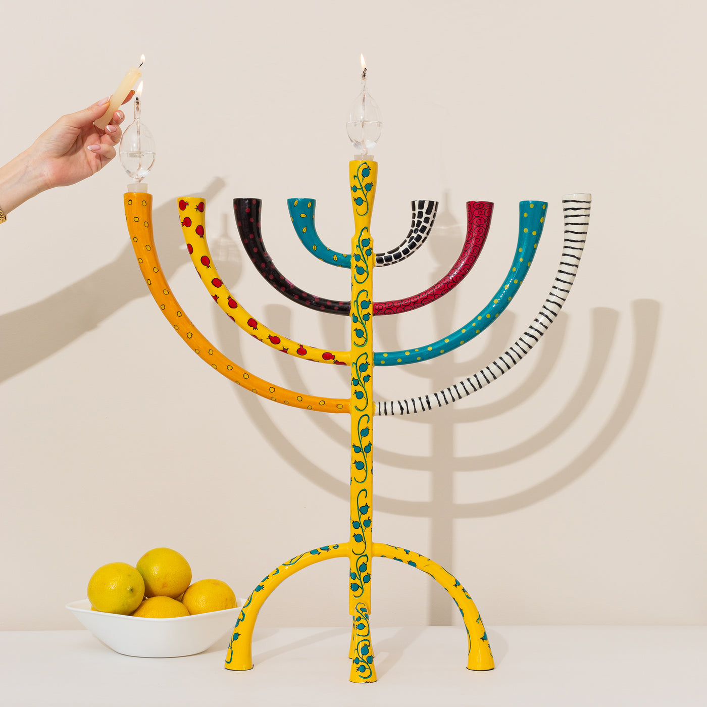 Large Enamel Hanukkah Menorah - The Classic Premium-XL