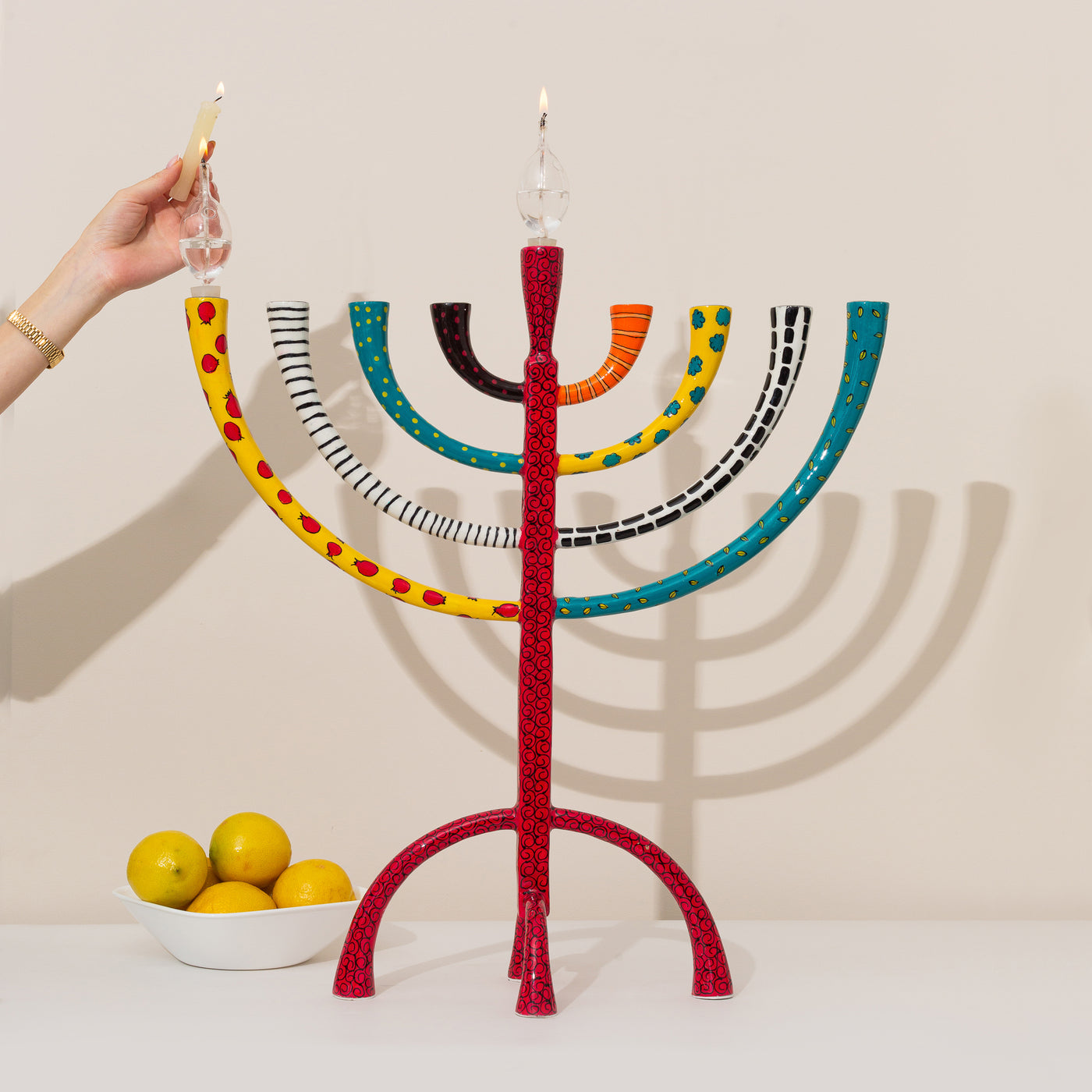 Giant Handcrafted Hanukkah Menorah - Hand-Painted Enamel - The Classic Premium-XL