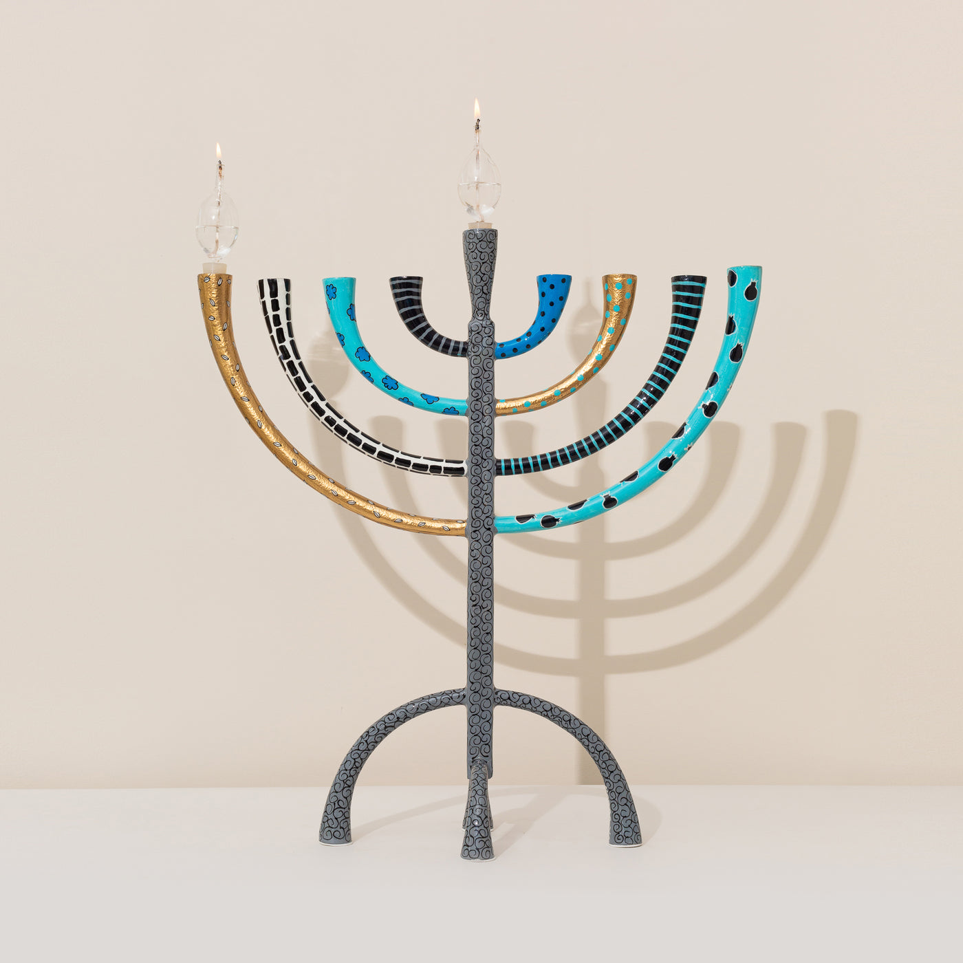 Luxurious Enamel Hanukkah Menorah - The Classic Premium-XL