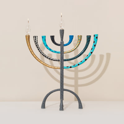 Giant Handcrafted Hanukkah Menorah - Hand-Painted Enamel - The Classic Premium-XL