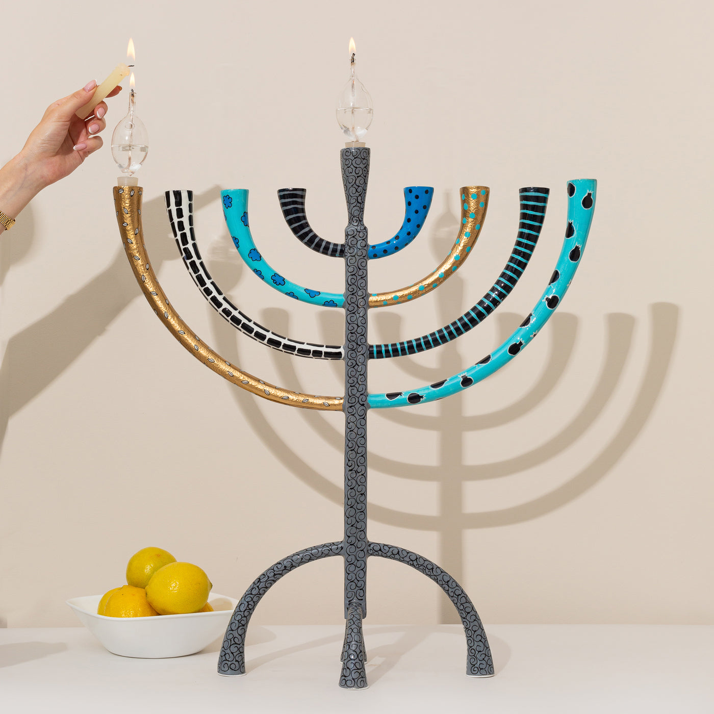 Luxurious Enamel Hanukkah Menorah - The Classic Premium-XL