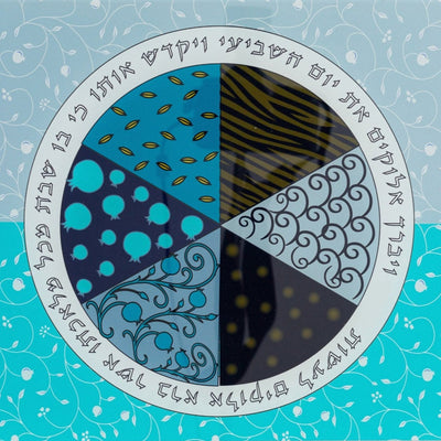 Elegant Shabbat Set with Unique Glass Tray – Aqua Spirit Series 
