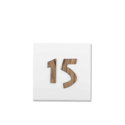 White concrete house entrance sign with wooden lettering - Family series (Copy) 