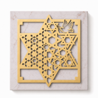 Gold Star of David & Peace Dove Wall Art on Stone-Look Tile
