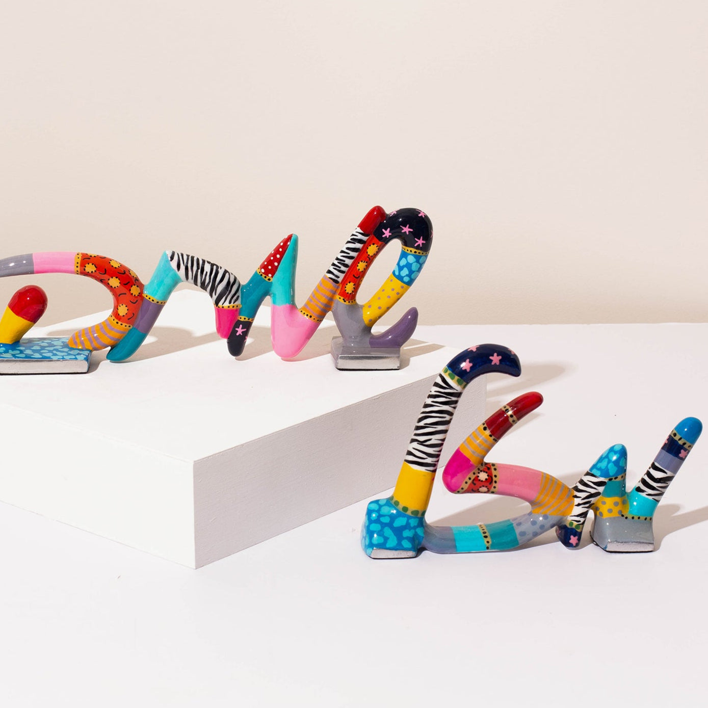 Colorful Hand-Painted ‘Blessed’ Word Stand - Blessed Series 