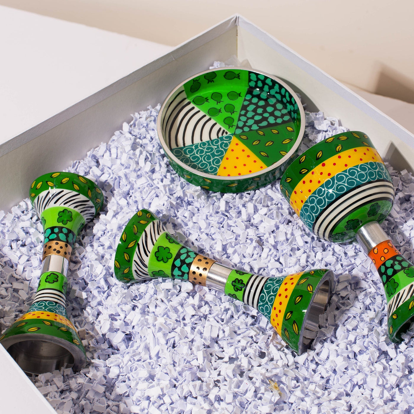 Premium Shabbat Set with Green and Gold Accents – Green Garden Series