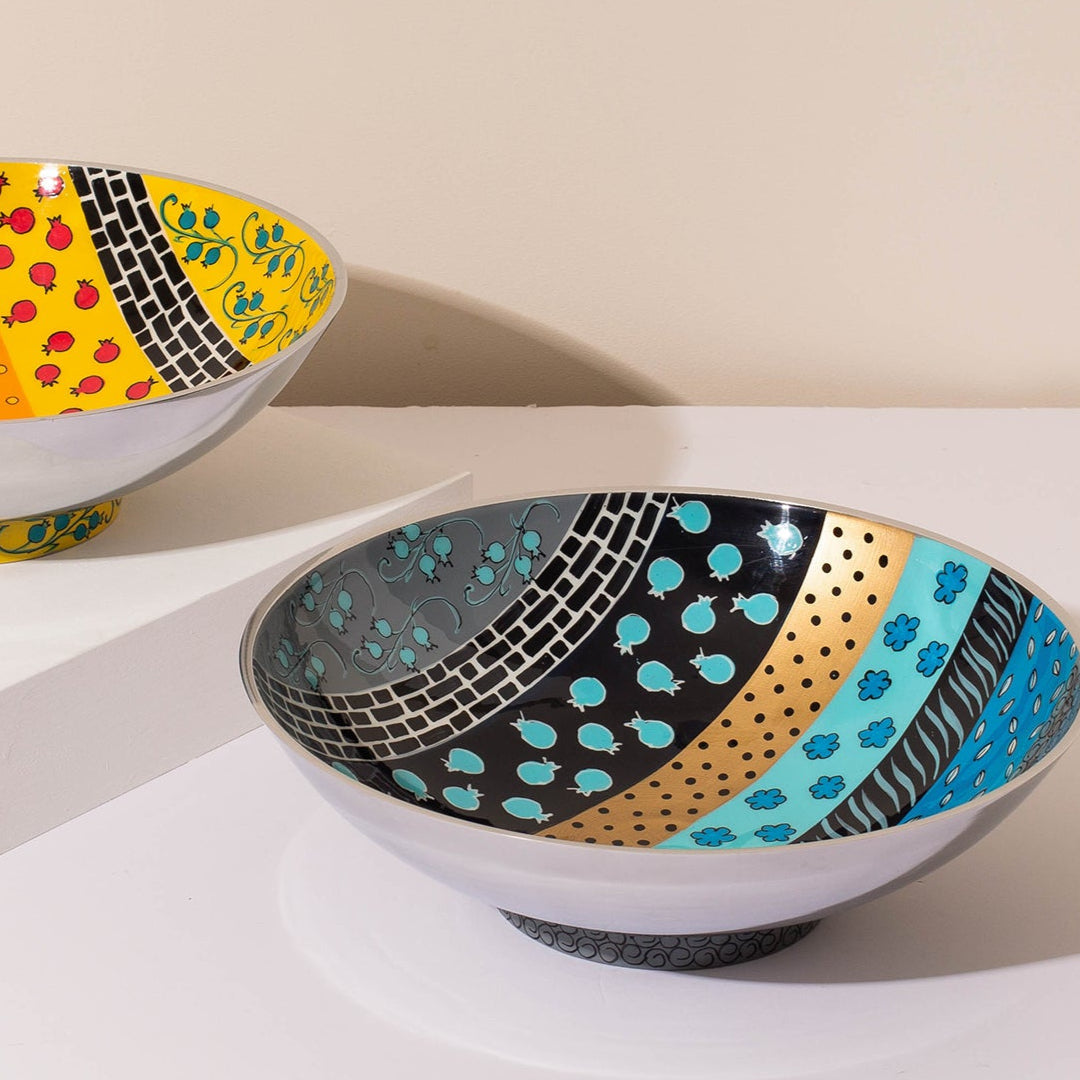 Modern Wide Serving Bowl – Hand-Painted Aluminum – Vera Series