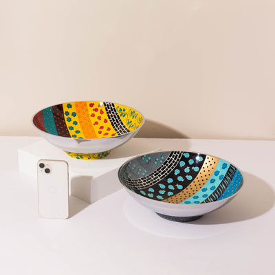 Modern Wide Serving Bowl – Hand-Painted Aluminum – Vera Series