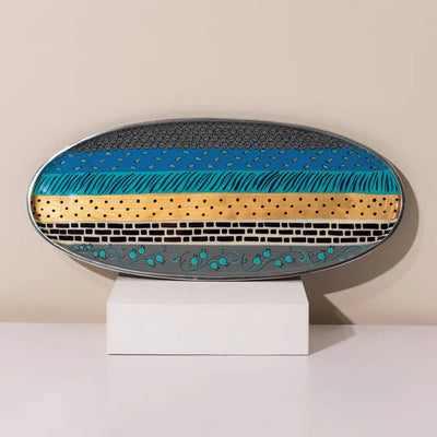 Serving tray with colorful striped design – uniquely handmade from cast aluminum – Ovela series 