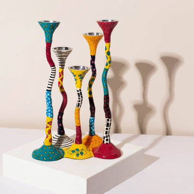 Elegant Shabbat Candlesticks – Connected Design – Bonded Series  34x24 (XL) / Colorful