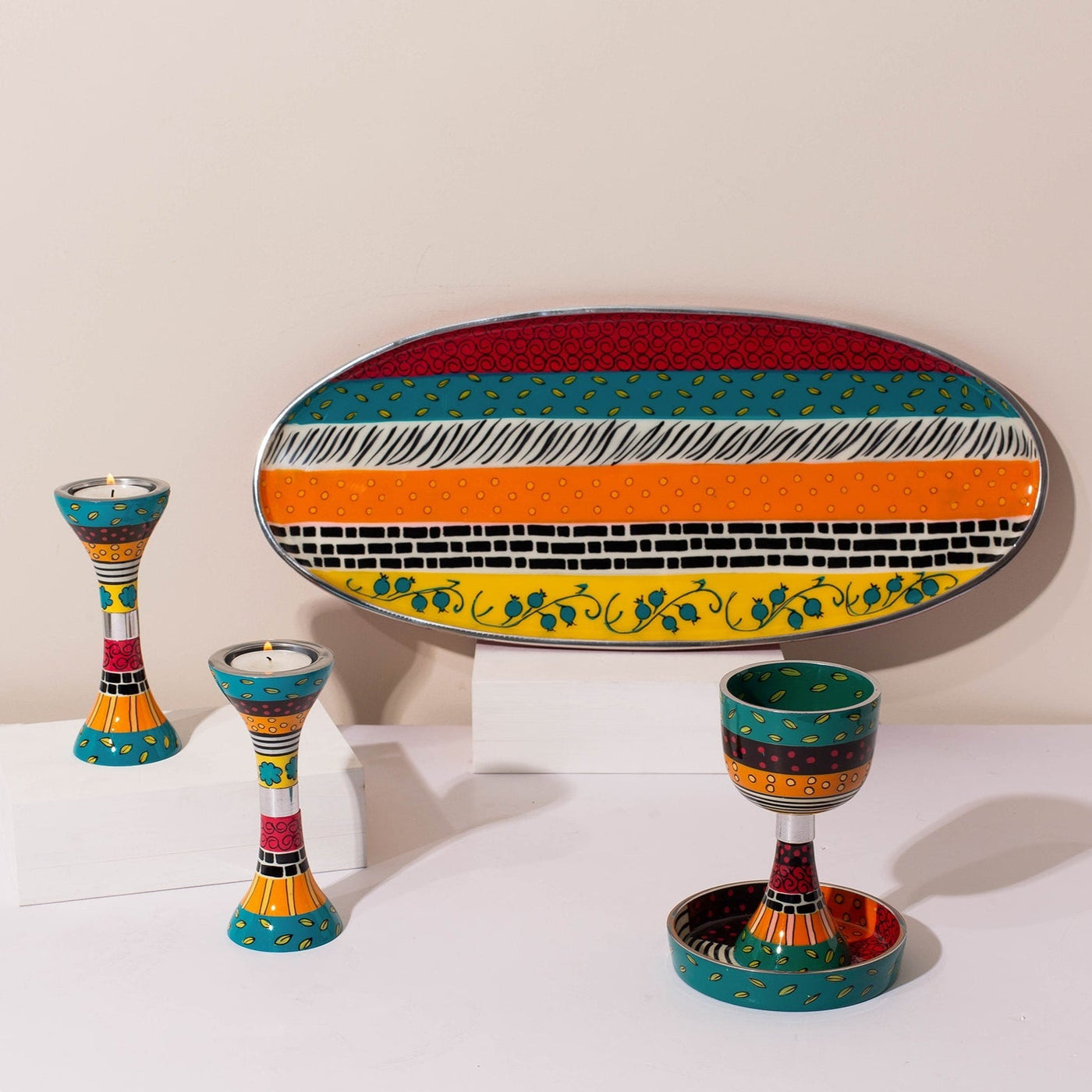 Colorful Shabbat Set – Orange Vibe Series  Full luxury set