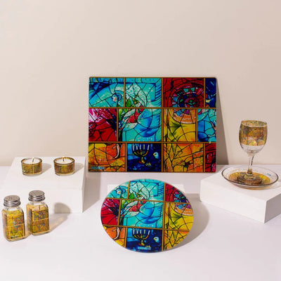 Glass Kiddush Cup with gold engraving in Chagall design, yellow color - Chagall Glass model (Copy) 