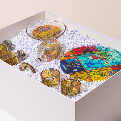 Elegant Shabbat Set with Yellow Enamel – Chagall Yellow Series 