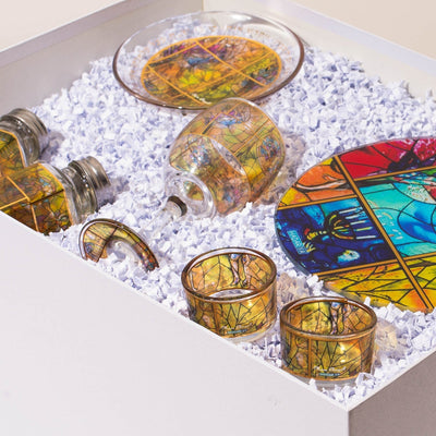 Elegant Shabbat Set with Yellow Enamel – Chagall Yellow Series 