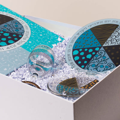 Elegant Shabbat Set with Unique Glass Tray – Aqua Spirit Series 