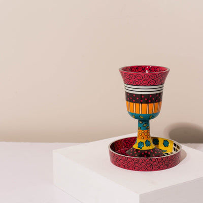 Ceremonial Kiddush Wine Cup - Premium Curved Series  13x11 (L) / Red
