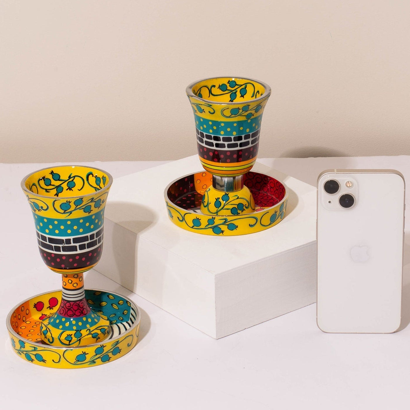 Ceremonial Kiddush Wine Cup - Premium Curved Series  13x11 (L) / Yellow