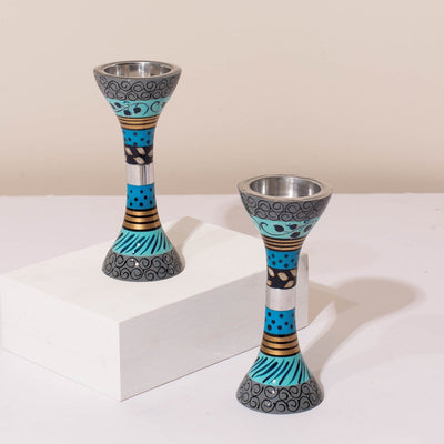 Modern Handmade Shabbat Set – Blue Elegance Series