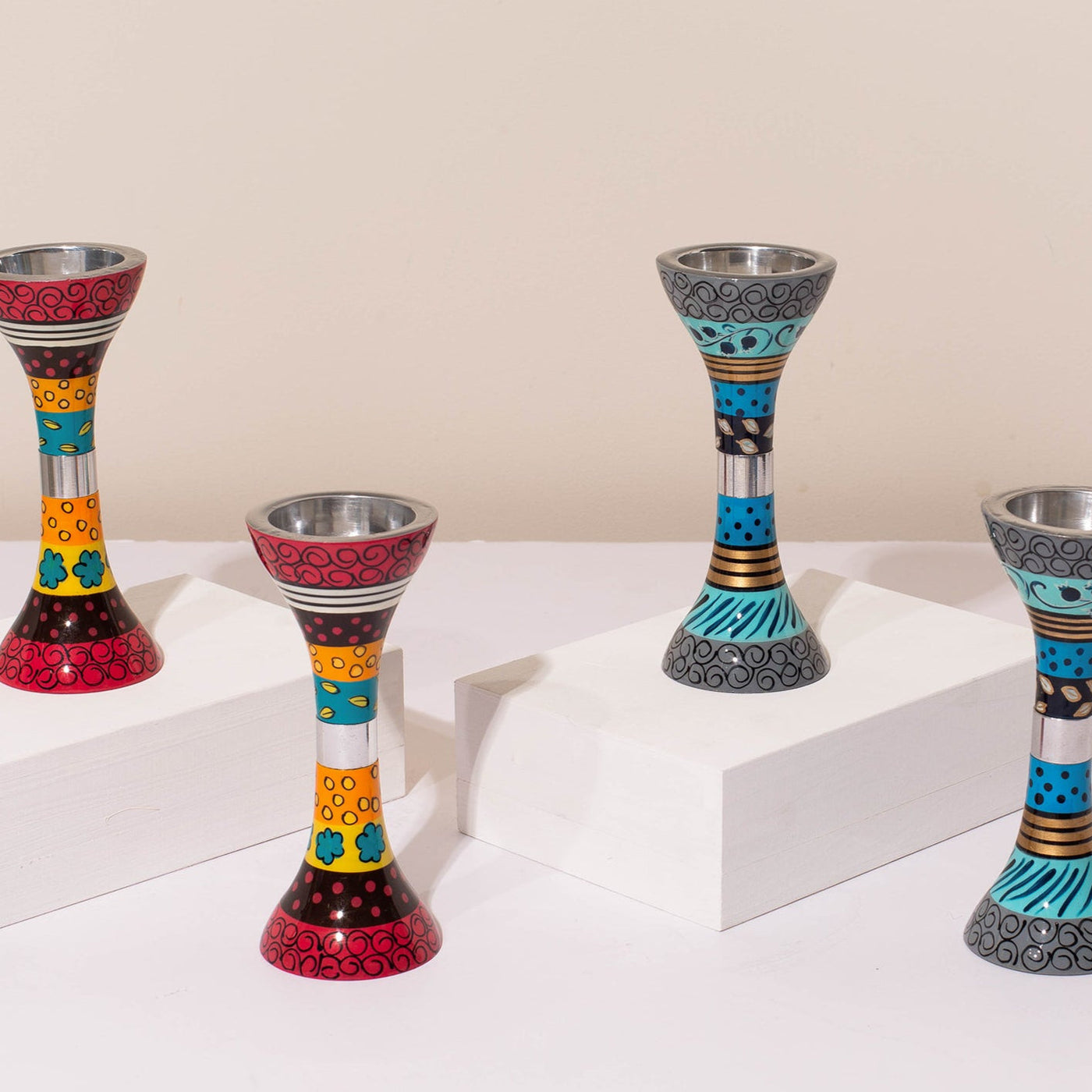 Shabbat Candle Holders – Handmade Aluminum Design for Shabbat – Premium Short Series 