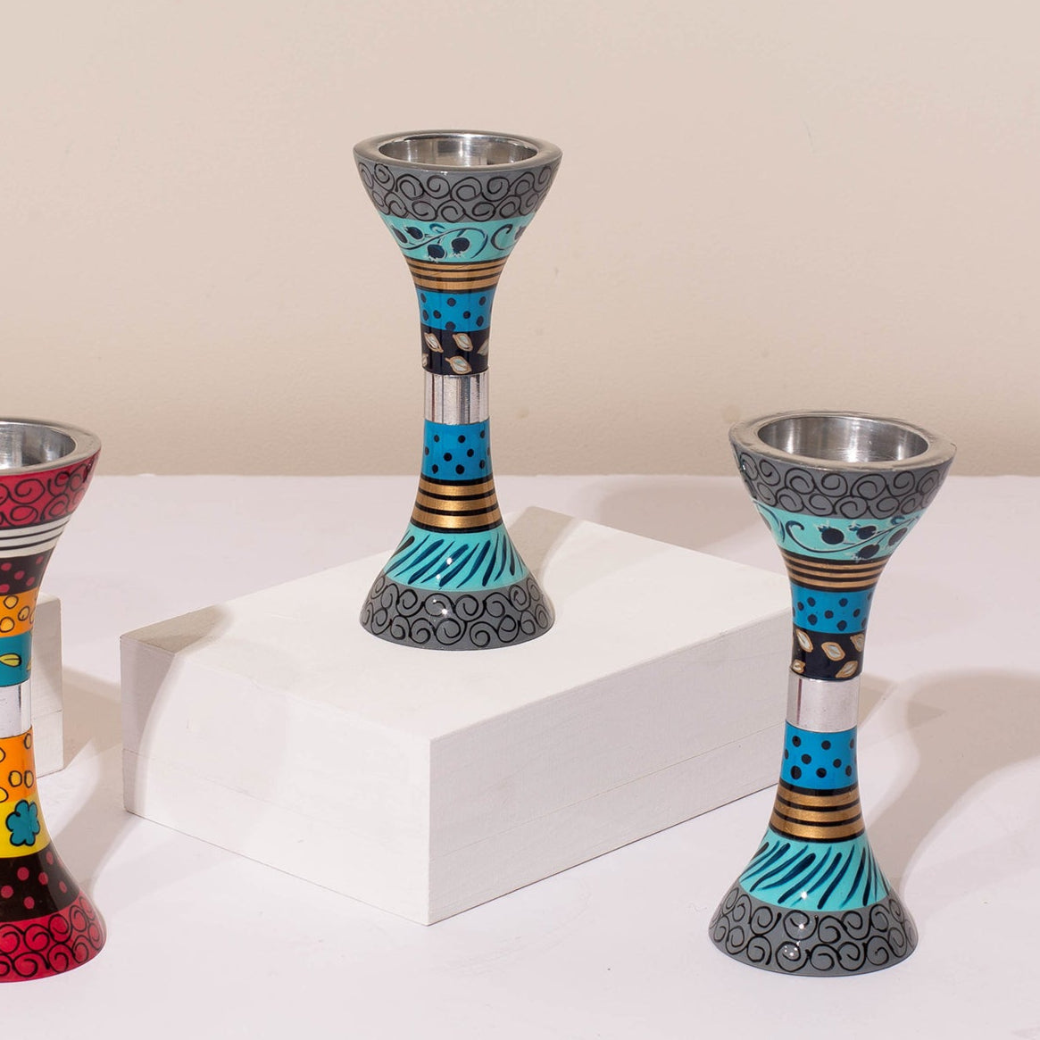 Modern Handmade Shabbat Set – Blue Elegance Series