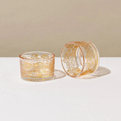Luxurious Shabbat table set in gold and white tones - Golden Harmony model 