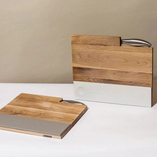 Modern Shabbat Collection Concrete candle holders & Challah Cover - Shabbat Harmony Series 