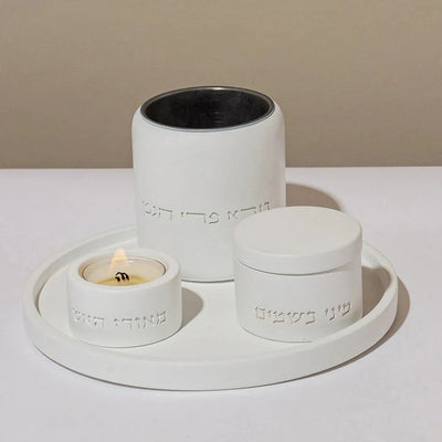 A unique Havdalah set made of natural concrete with a clean finish – Luxe Series (Copy)  White