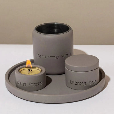 A unique Havdalah set made of natural concrete with a clean finish – Luxe Series (Copy)  Gray