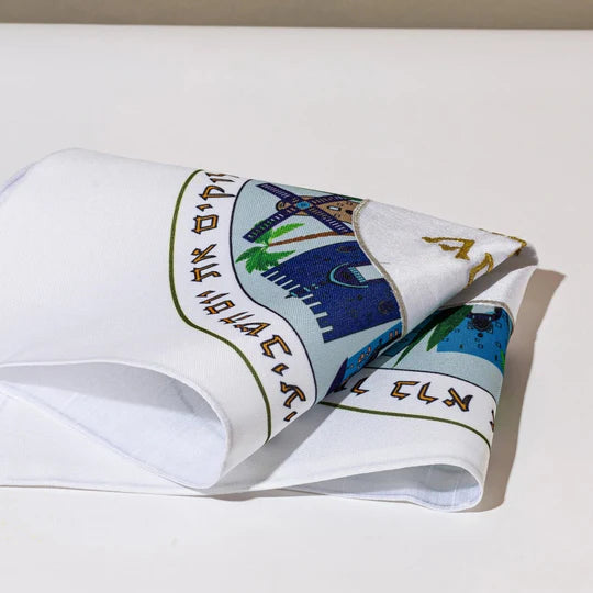 Challah cover designed with a natural, high-quality bamboo fabric texture - Circle of Life Series 
