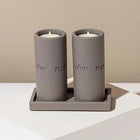 Set of Shabbat Candle Holders with a Designed Concrete Tray - Stone Glow Series