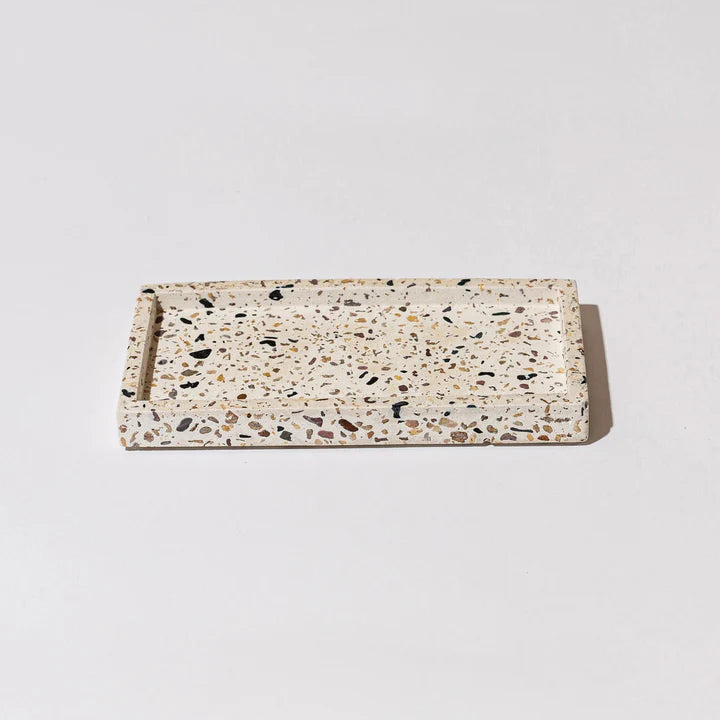 Set of terrazzo candleholder for Shabbat with matching tray - Stone Glow Series (Copy) 