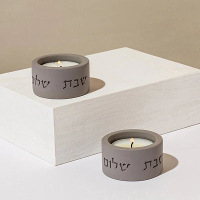 A Pair of Elegant Concrete Candlesticks in Classic Shades - Concrete Flow series 