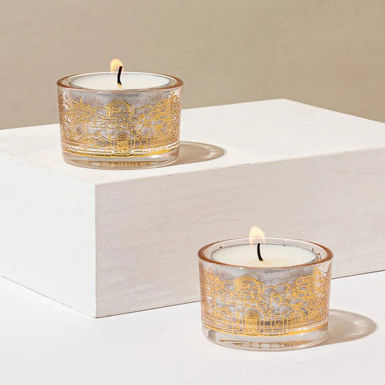 Silver Etched Shabbat Candle Holders – Glass Series 