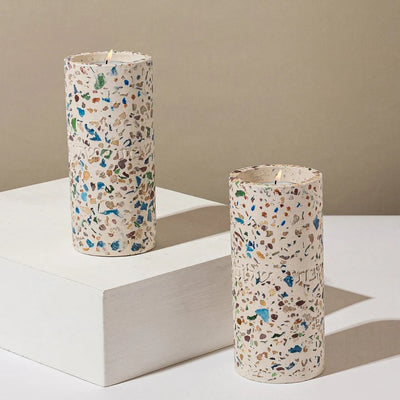 Candleholder designed for Shabbat made of rich terrazzo - Terrazzo Series (Copy)  High / Terrazzo Turquoise